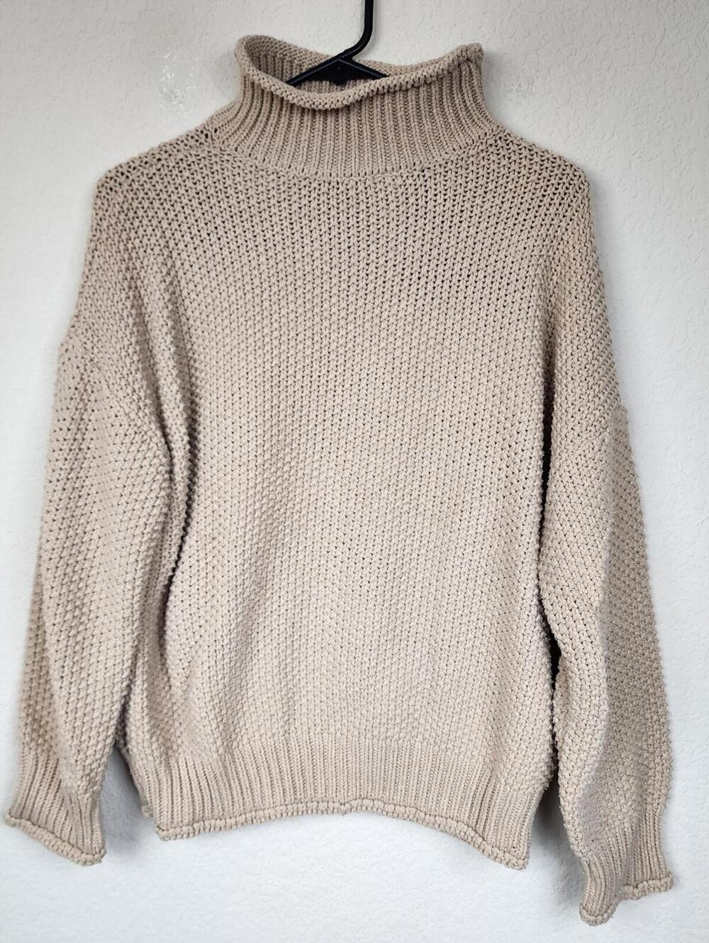Beige Knit Turtleneck Sweater Medium